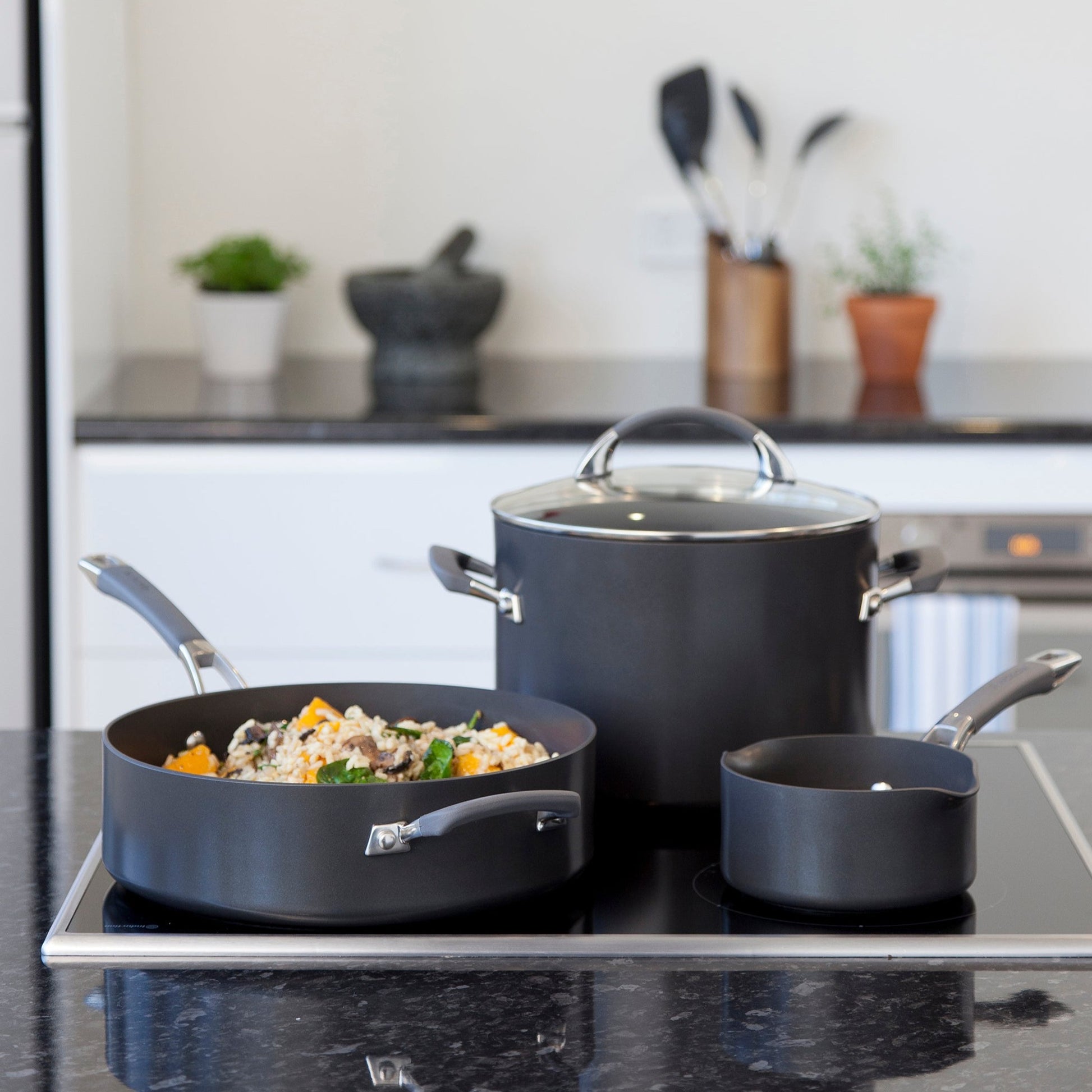 Anolon Endurance+ Featuring 26cm Stockpot , Sauteuse and Milkpan 