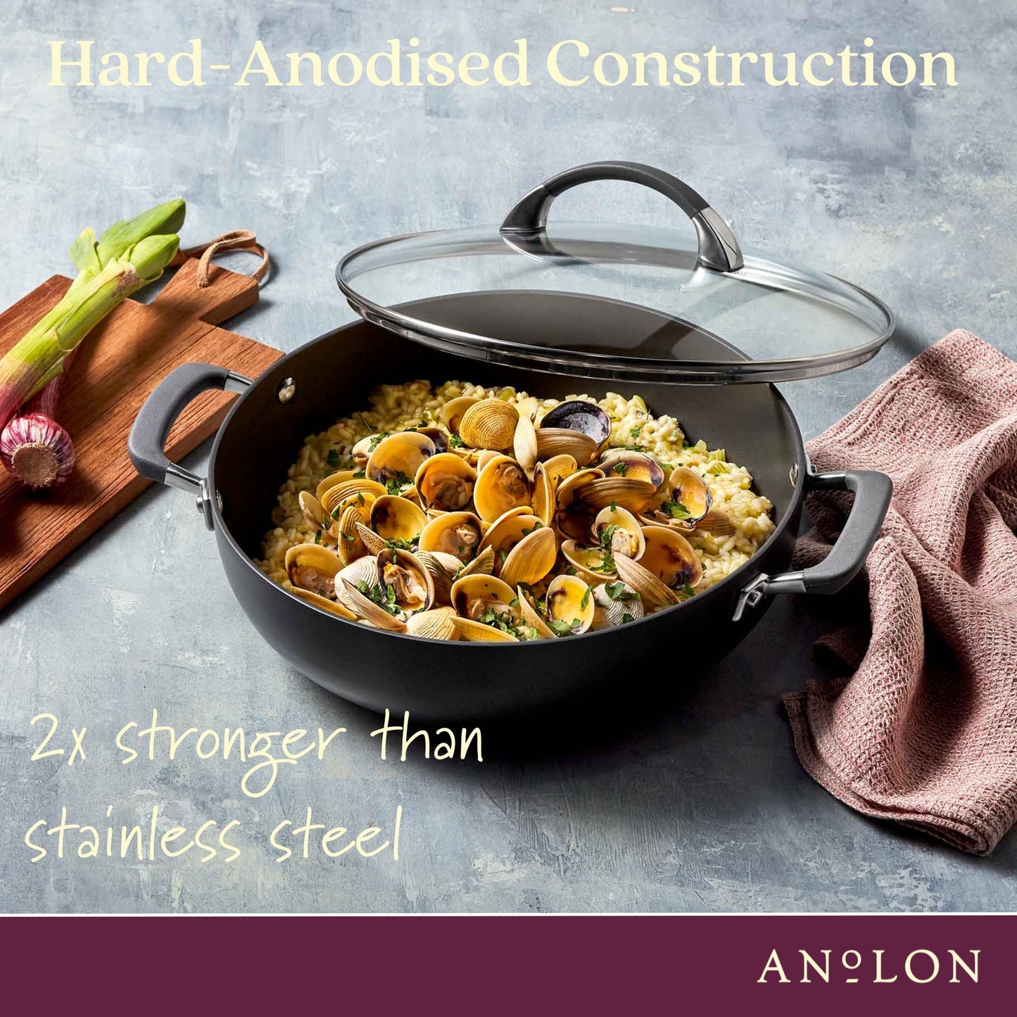 Anolon Endurance+ Features Hard Anodised Construction