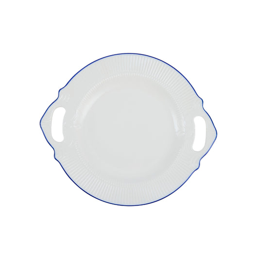 Casa Domani Cafe Blue Handled Round Platter 32x28cm Gift Boxed