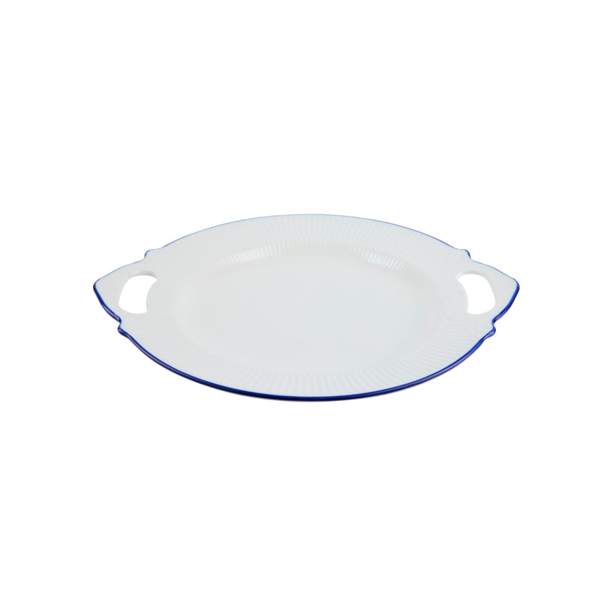 Casa Domani Cafe Blue Handled Round Platter 32x28cm Gift Boxed