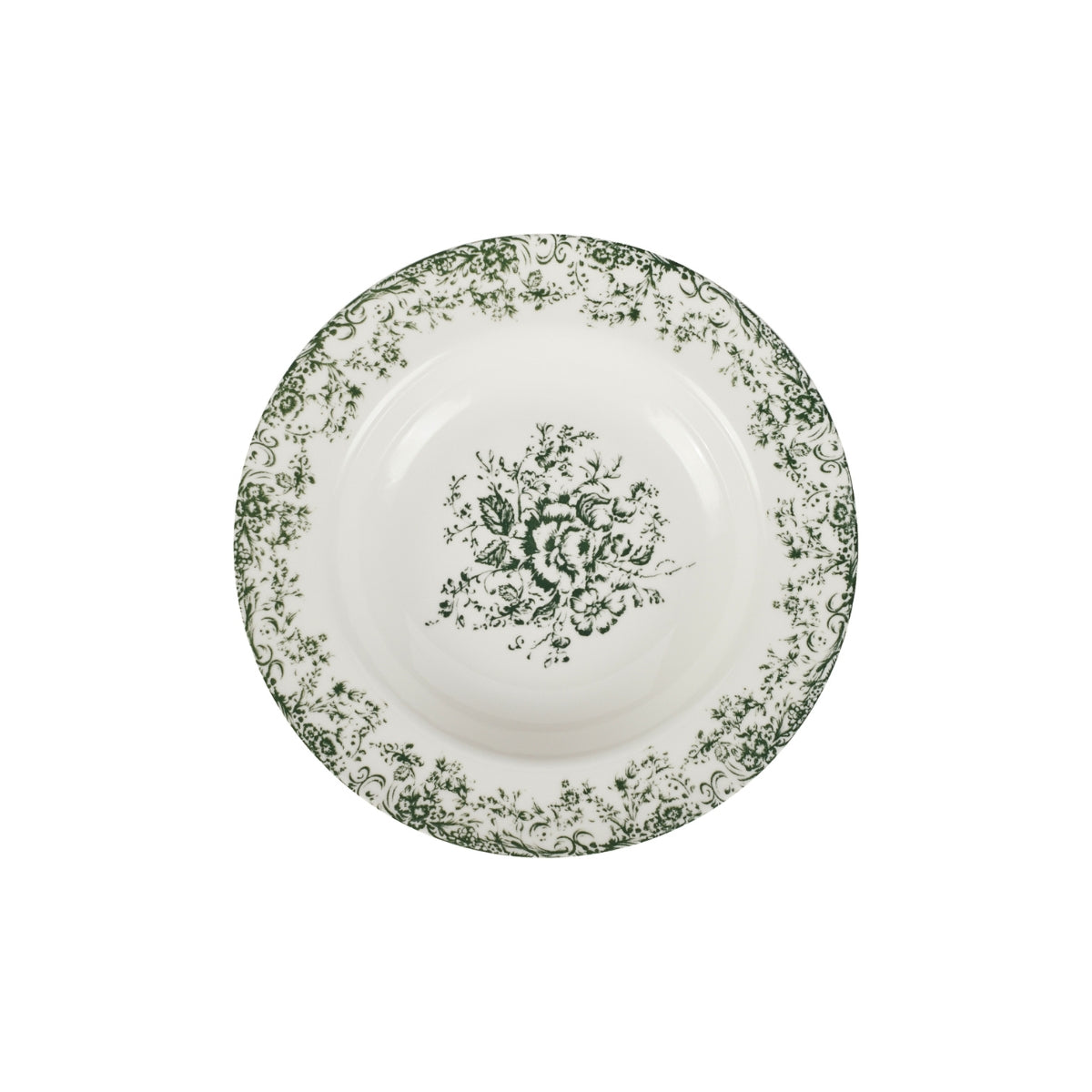 Casa Domani Rosetta Rim Soup Bowl 23x3.5cm Antique Green