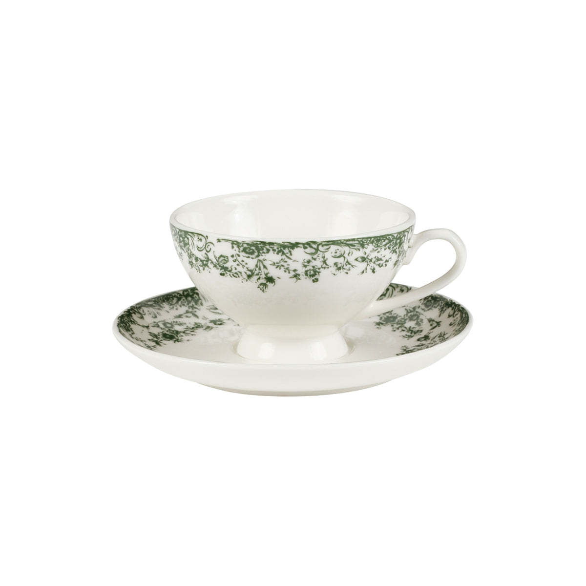Casa Domani Rosetta Demi Cup & Saucer 90ML Set of 2 Antique Green Gift Boxed