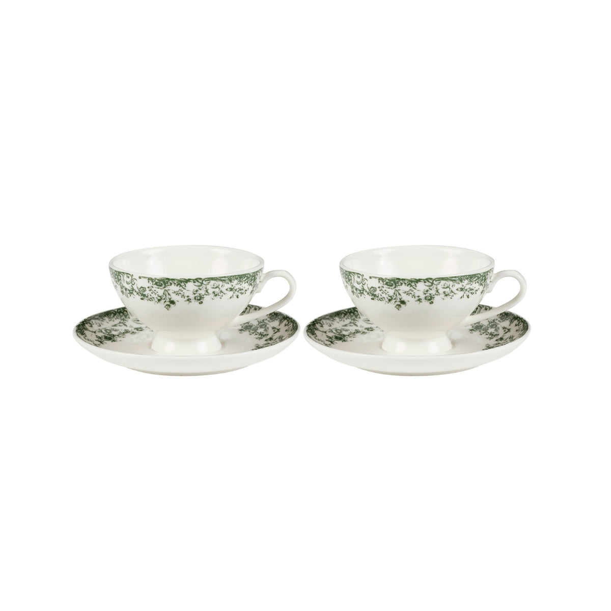 Casa Domani Rosetta Demi Cup & Saucer 90ML Set of 2 Antique Green Gift Boxed