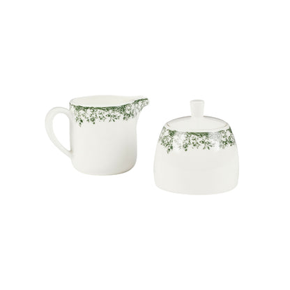 Casa Domani Rosetta Sugar & Creamer Set Antique Green Gift Boxed