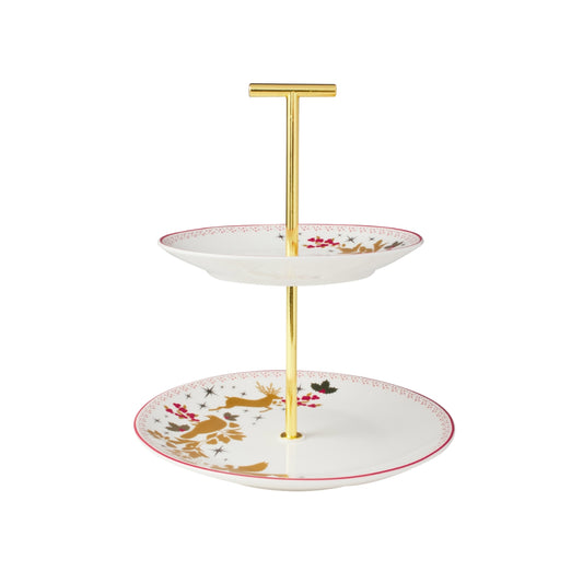 Maxwell & Williams White Christmas 2026 2 Tiered Cake Stand 15/19x22cm Gift Boxed