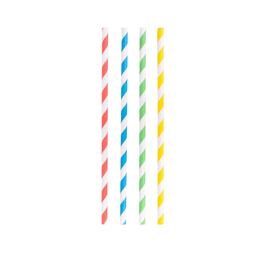 Paper Straws 20cm Rainbow - Set 50
