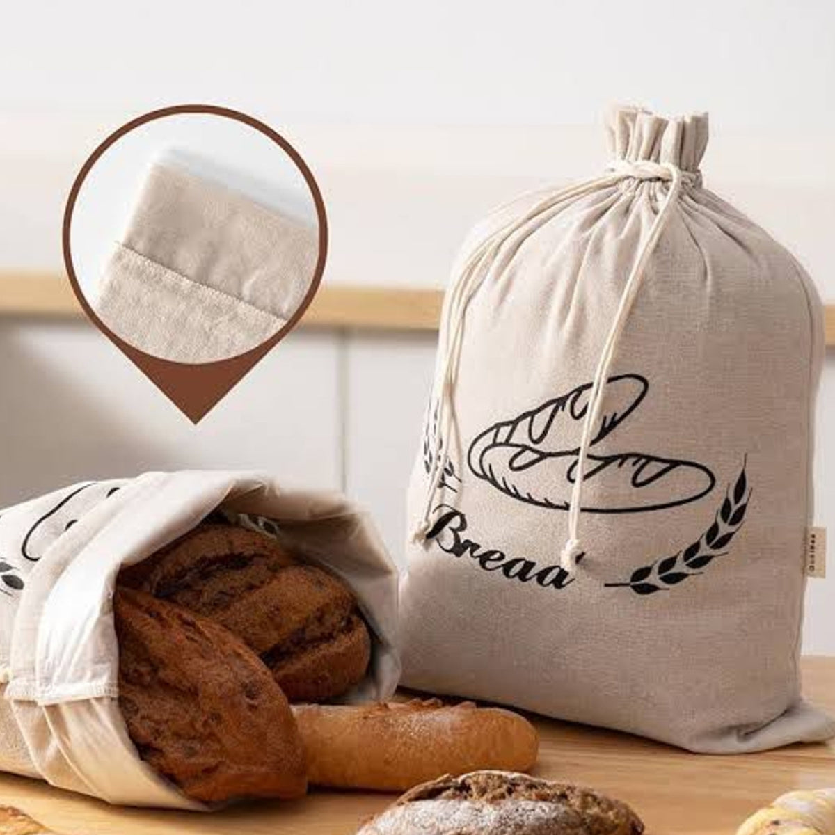 Brunswick Bakers Cotton Bread Bag with Drawstring