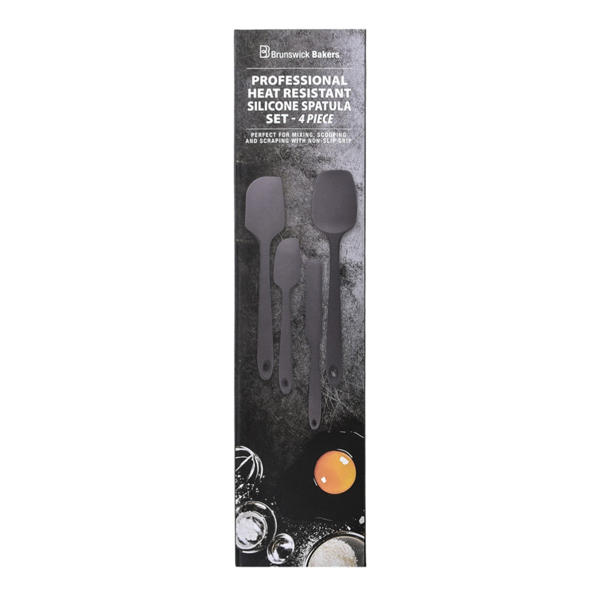 Brunswick Bakers Professional Heat-Resistant Silicone Spatulas Set of 4 - Grey