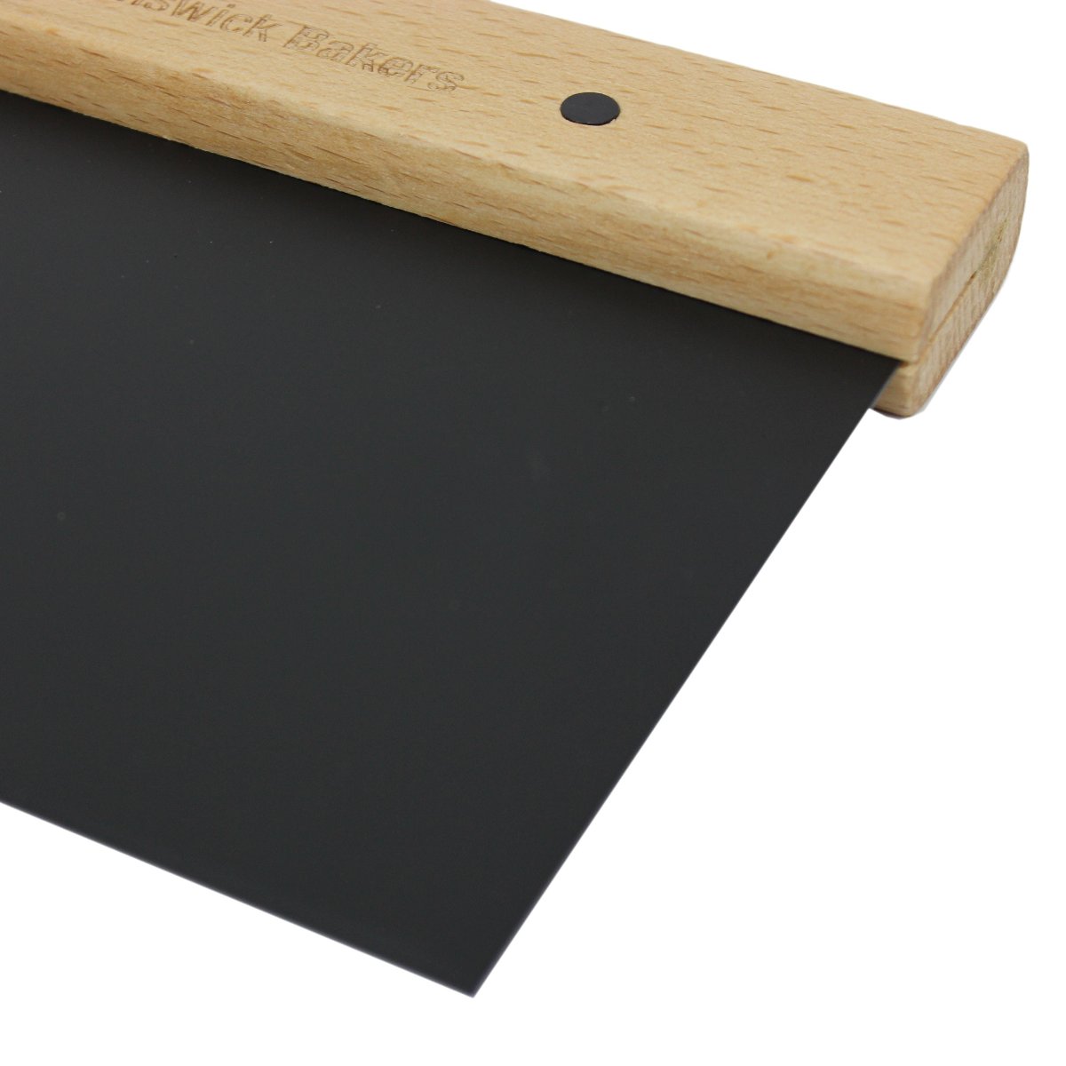 Brunswick Bakers Black Stainless Steel Dough Scraper with Oak Handle 14x20cm