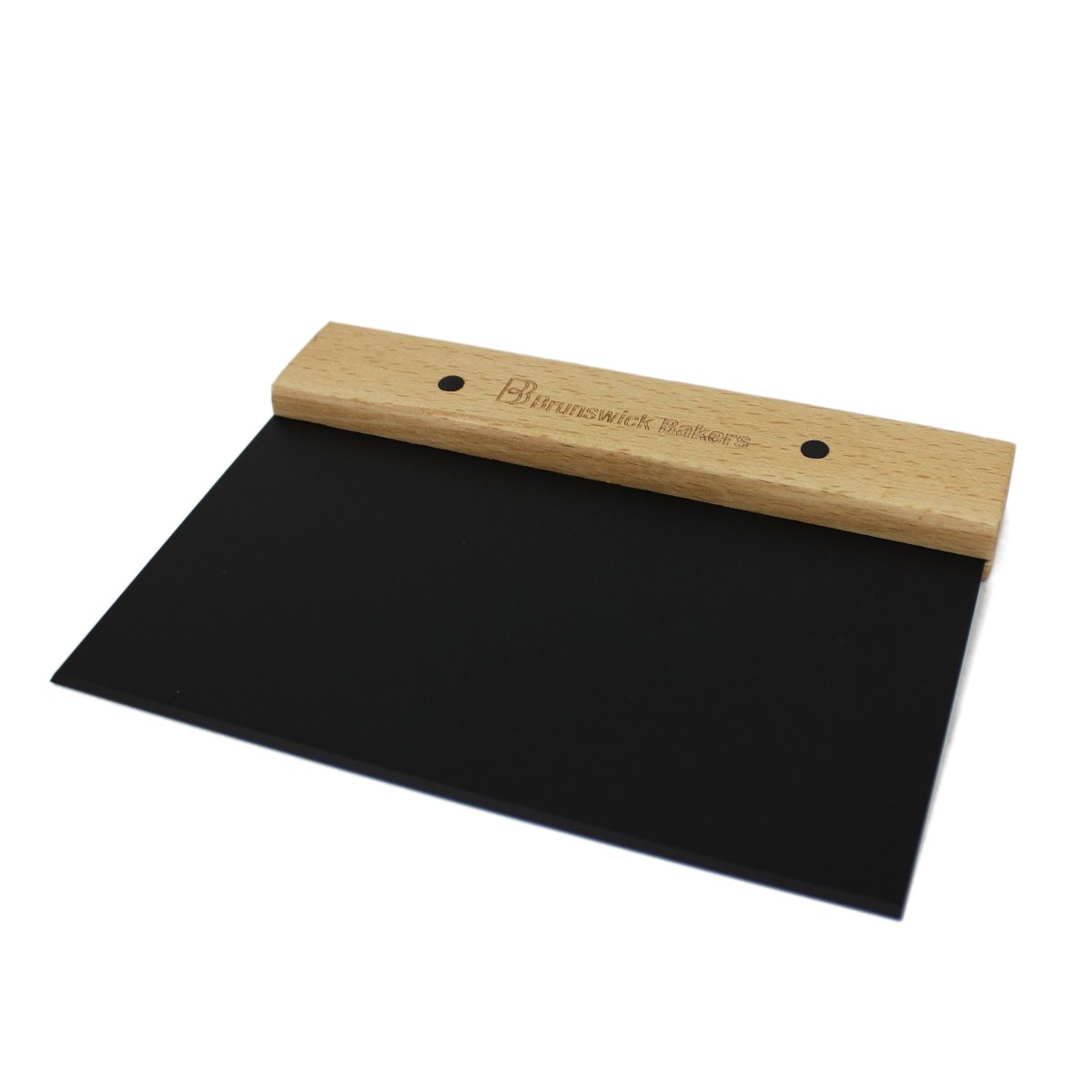 Brunswick Bakers Black Stainless Steel Dough Scraper with Oak Handle 14x20cm