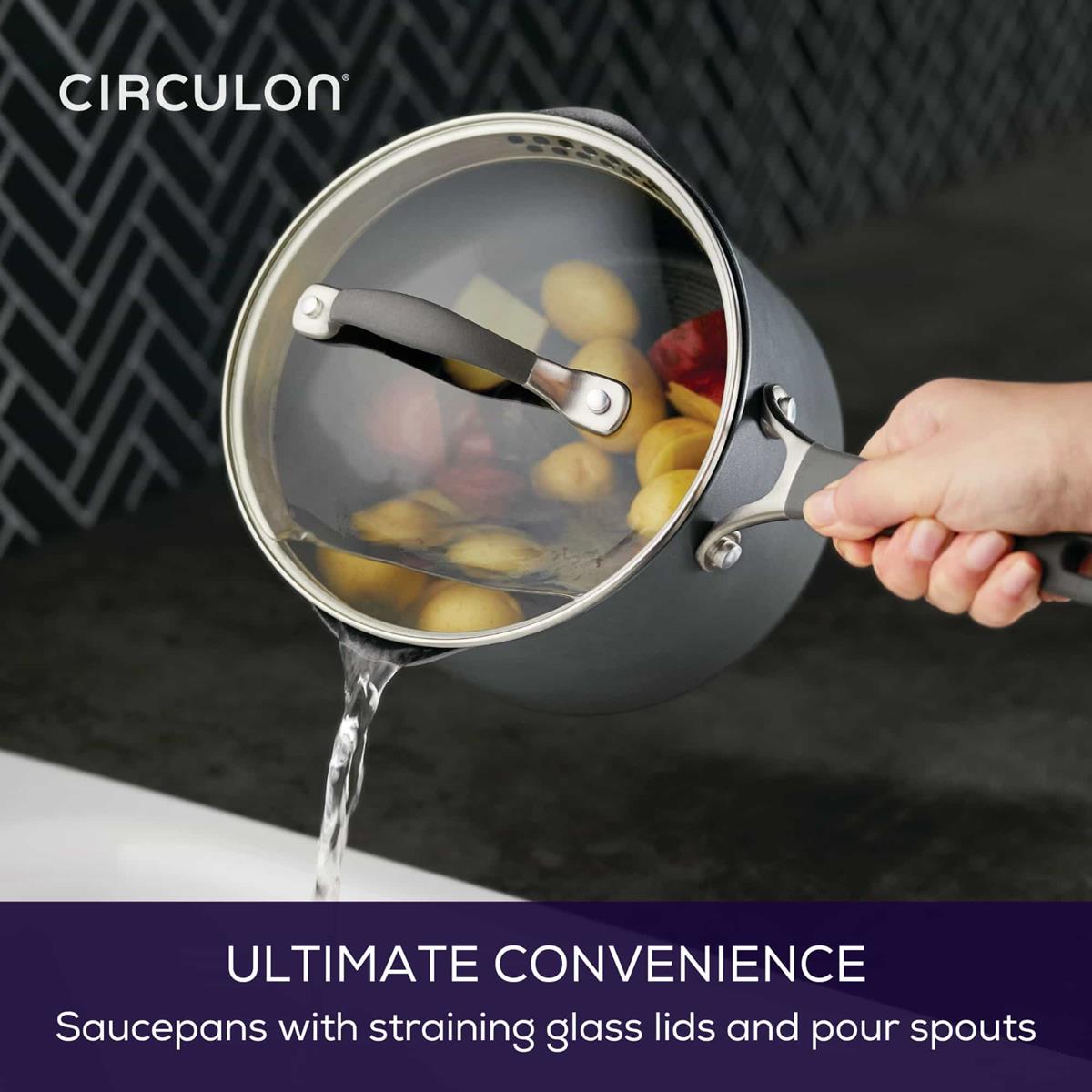 Scratchdefense A1 18cm 2.8L Covered Saucepan featuring straining lid and pour spouts 
