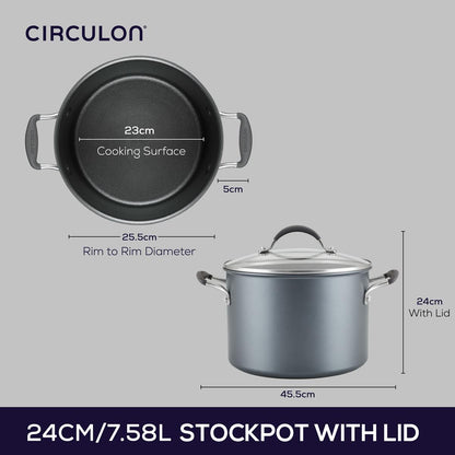 Scratchdefense A1 24cm 7.6L Covered Stockpot featuring dimensions 