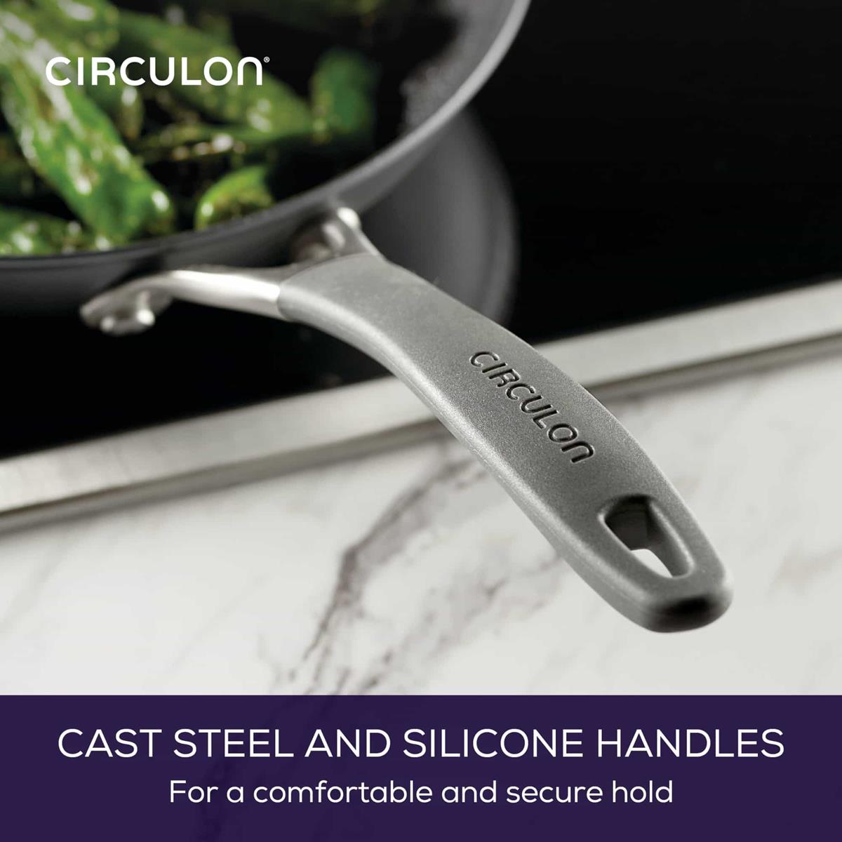 Scratchdefense A1 25.4cm Open Skillet featuring Cast steel and silicone handles 