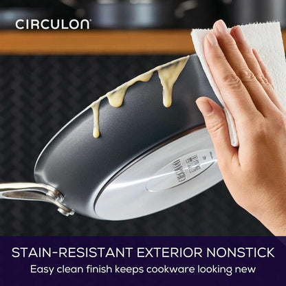 Scratchdefense A1 21.5cm and 25.4cm Skillet Twin Pack featuring stain resistant nonstick exterior