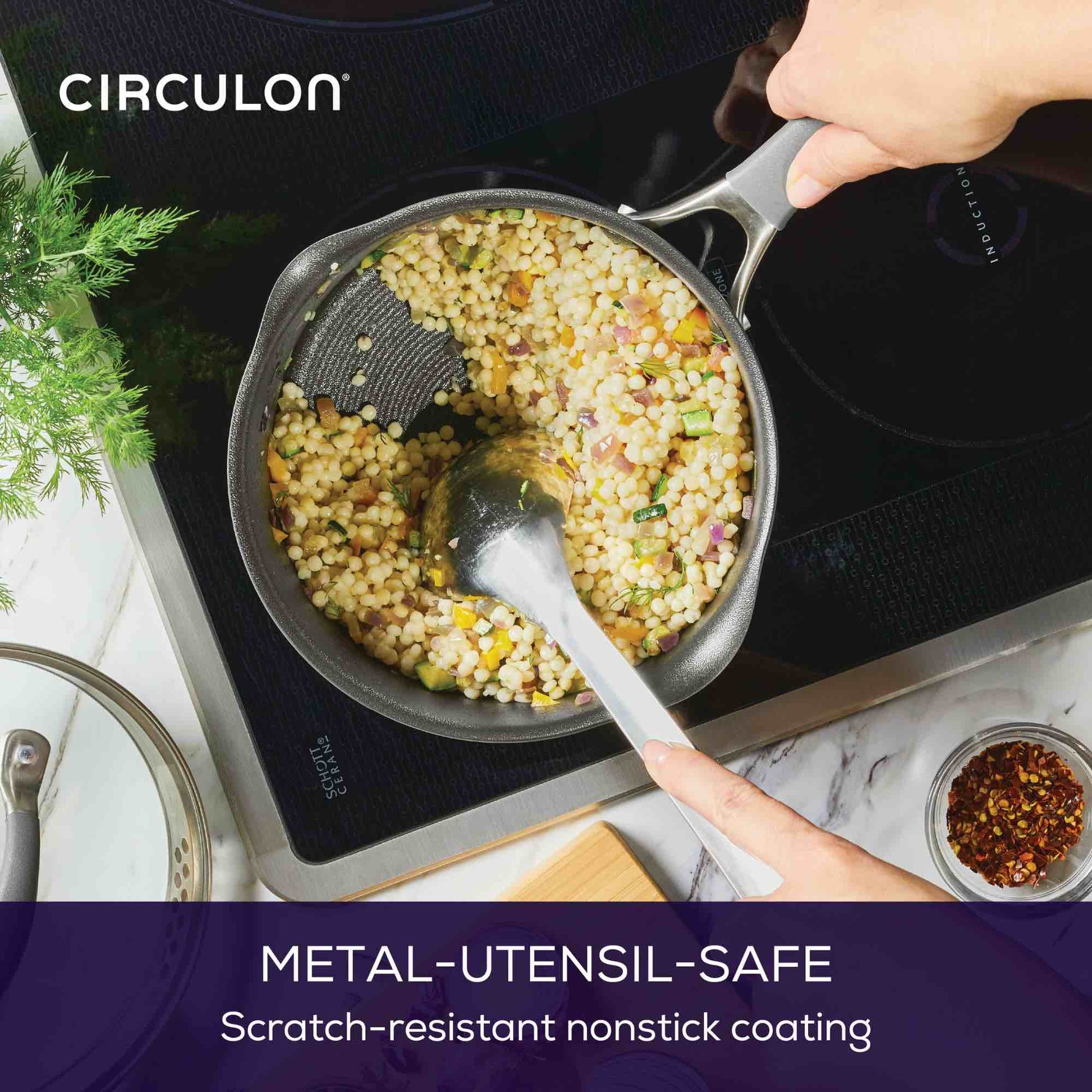 Circulon Scratch DefenceA1 14cm 0.9 L Milkpan  featuring Metal Utensil safe