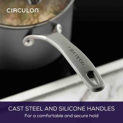 Circulon Scratch Defence A1  14cm 0.9L Milkpan featuring Cast steel and SIlicone Handles 