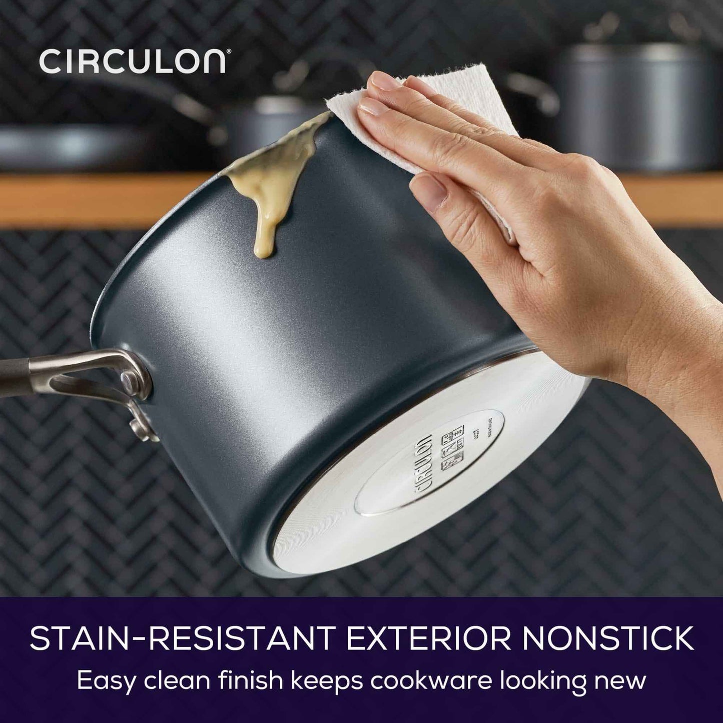 Circulon Scratch Defence A1 14cm 0.9L Milkpan featuring stain resistant exterior nonstick