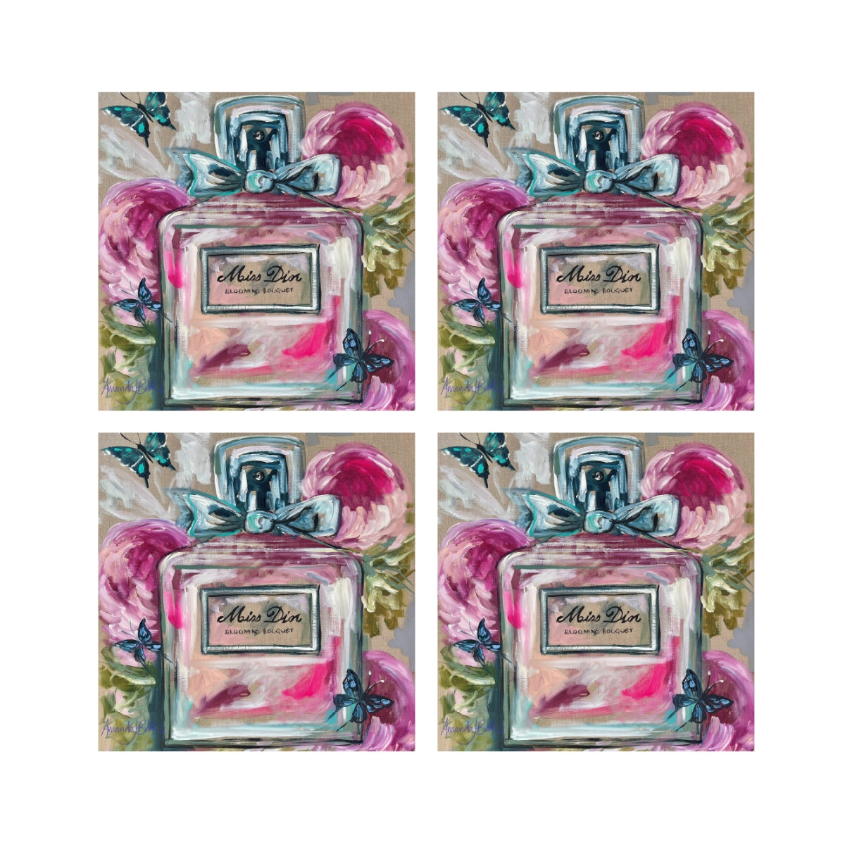 Lilli Rock Amanda Brooks Miss Dior Jute Set 11x11cm Coaster Set