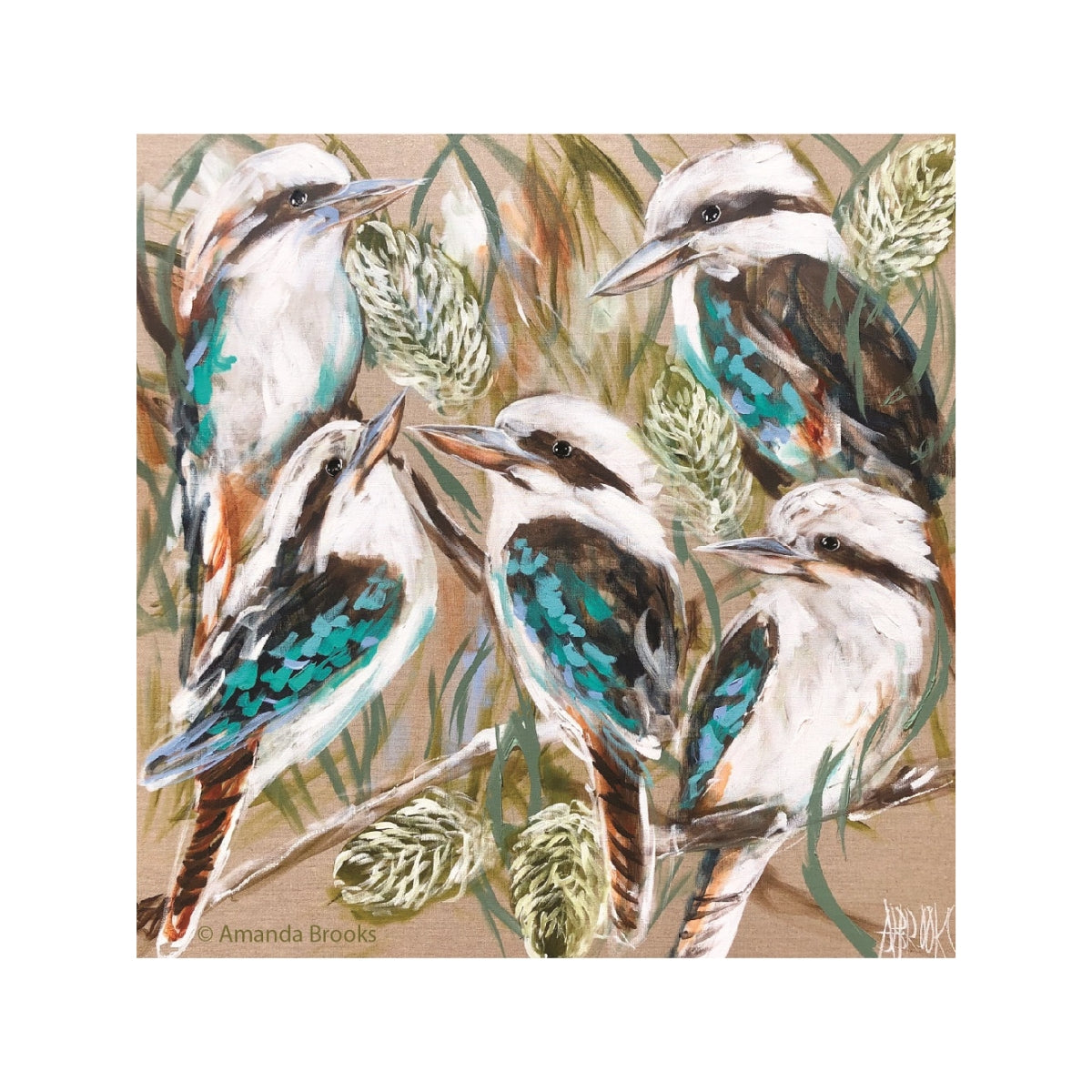 Lilli Rock Amanda Brooks Kookaburra & Banksia Coaster Set 11x11cm Set of 4 Coasters