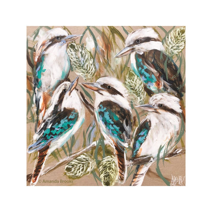 Lilli Rock Amanda Brooks Kookaburra & Banksia Coaster Set 11x11cm Set of 4 Coasters