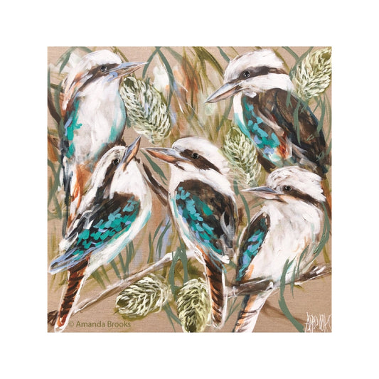Lilli Rock Amanda Brooks Kookaburra & Banksia Coaster Set 11x11cm Set of 4 Coasters