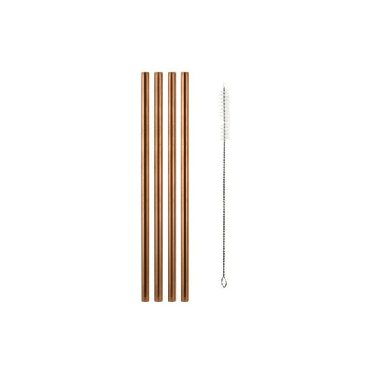 Cocktail & Co Reusable Wide Straw With Brush Set of 4 Rose Gold Gift Boxed