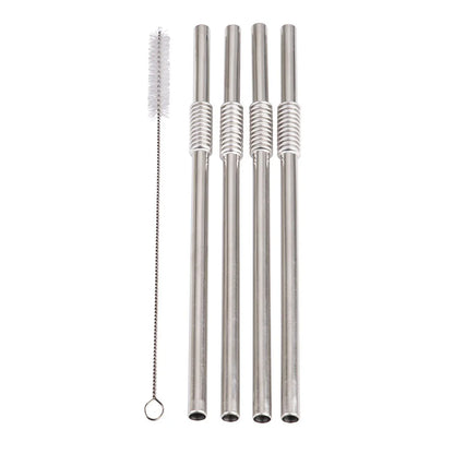 Turtleneck Straw Stainless Steel Flexible Straws Set of 4