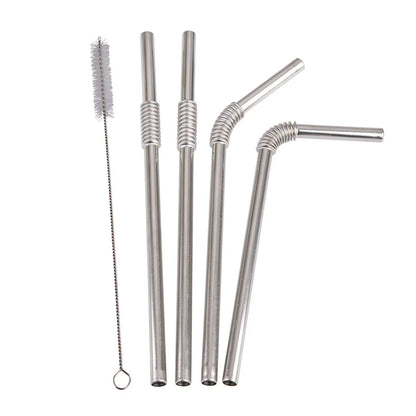 Turtleneck Straw Stainless Steel Flexible Straws Set of 4