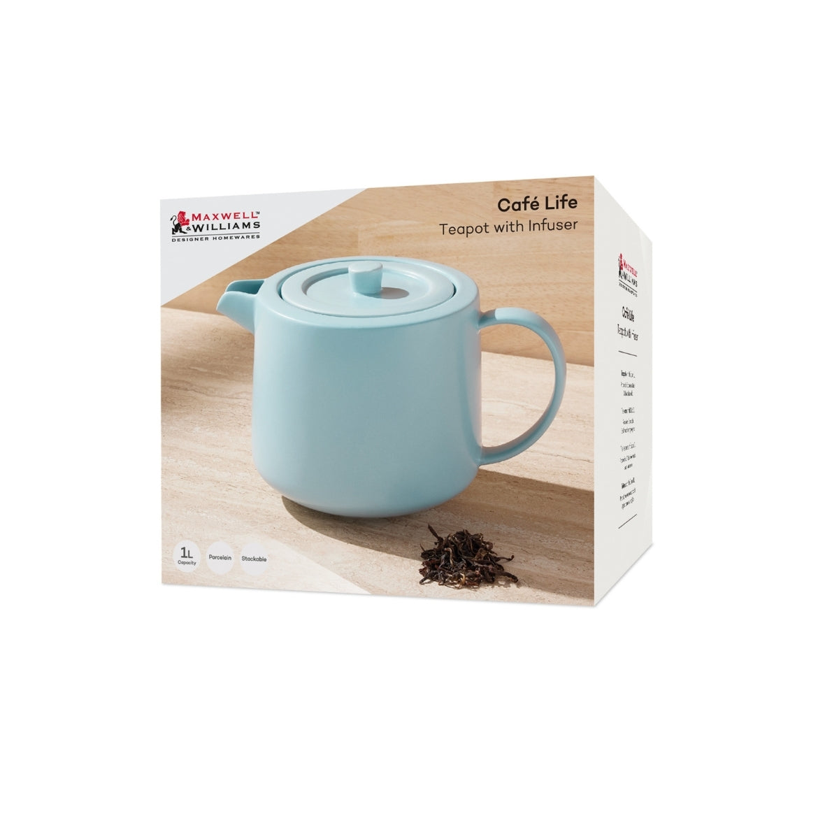Cafe Life Teapot With Infuser 1L Cloud Gift Boxed