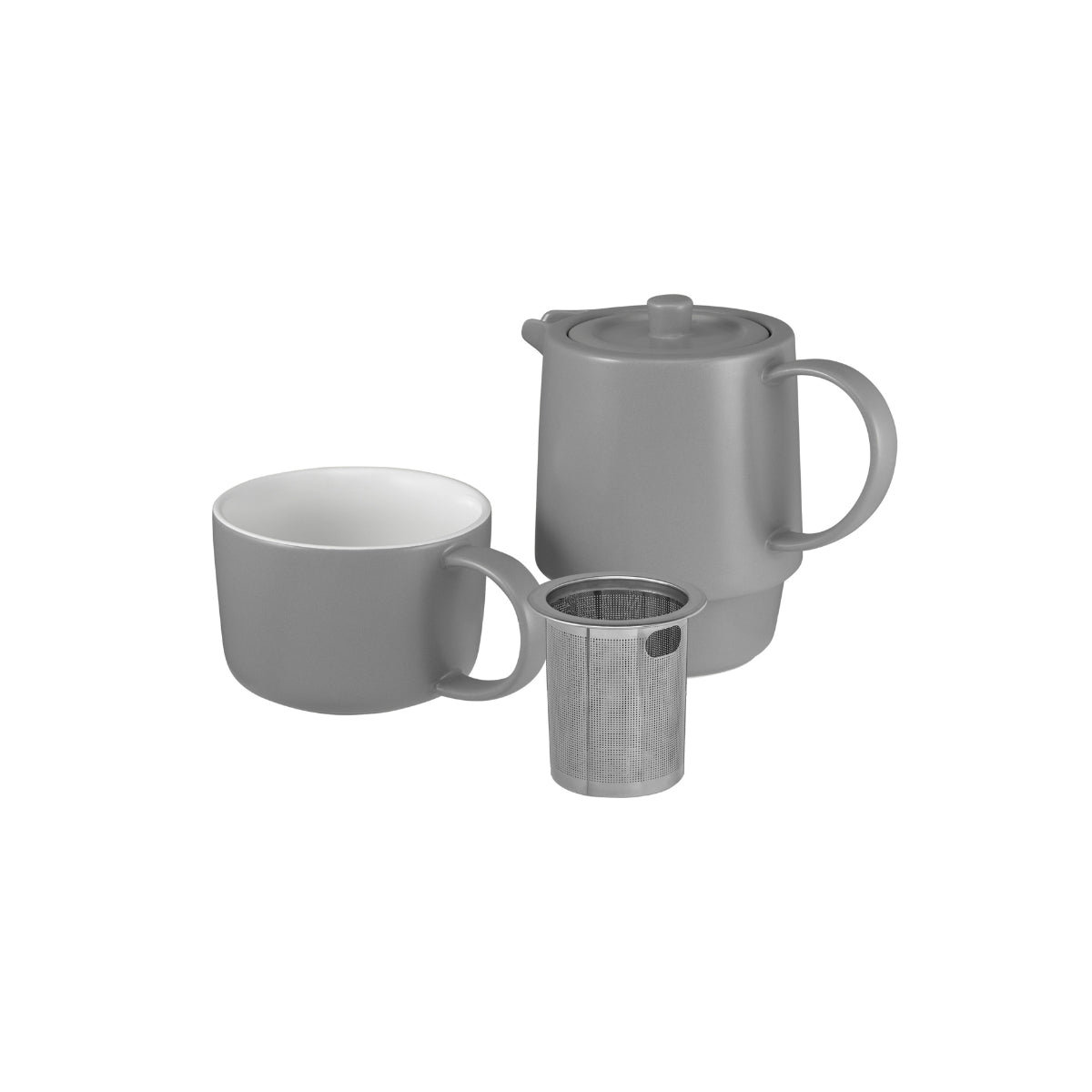 Cafe Life Tea for One With Infuser 450ML Grey Gift Boxed