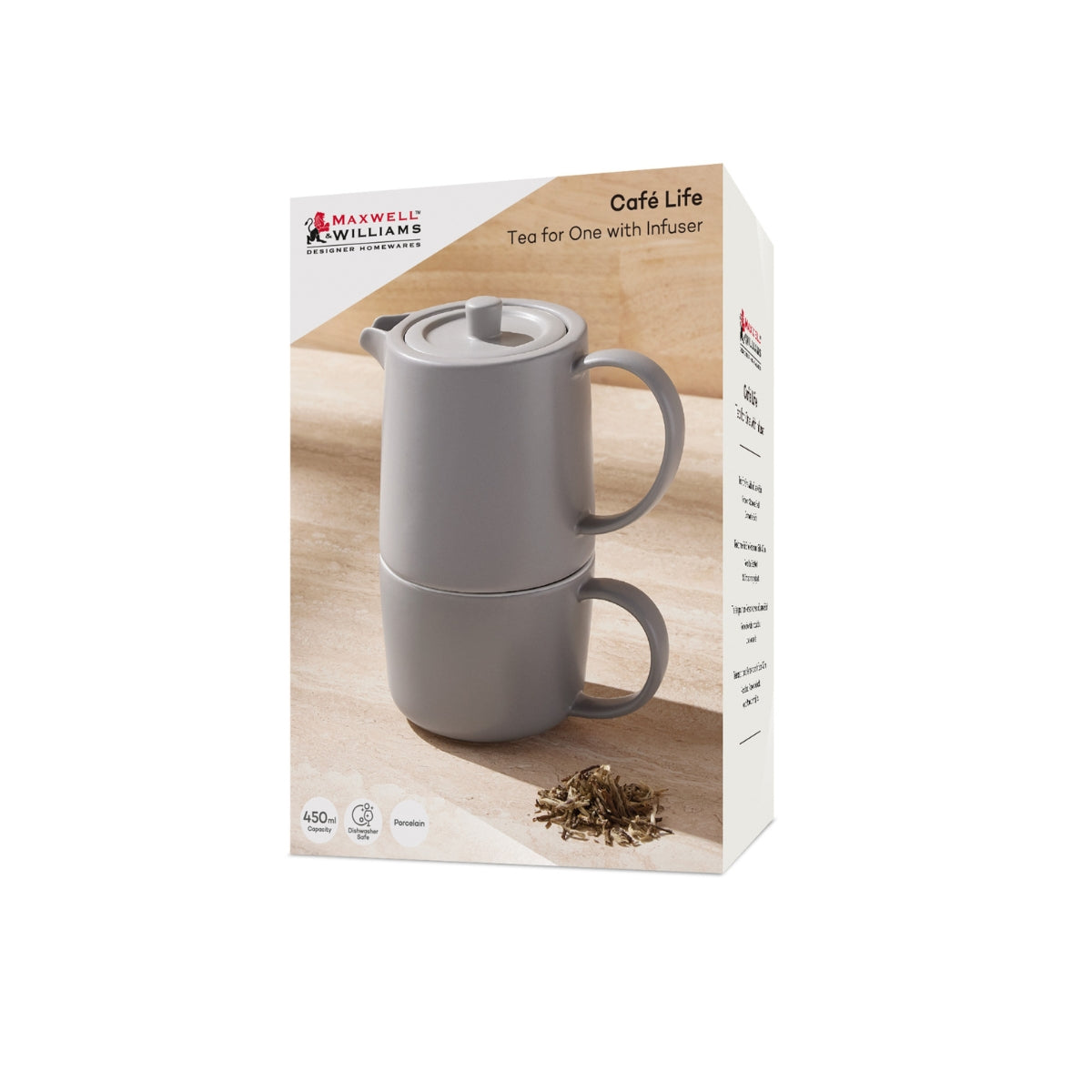 Cafe Life Tea for One With Infuser 450ML Grey Gift Boxed