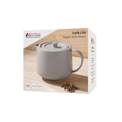 Cafe Life Teapot With Infuser 500ML Grey Gift Boxed