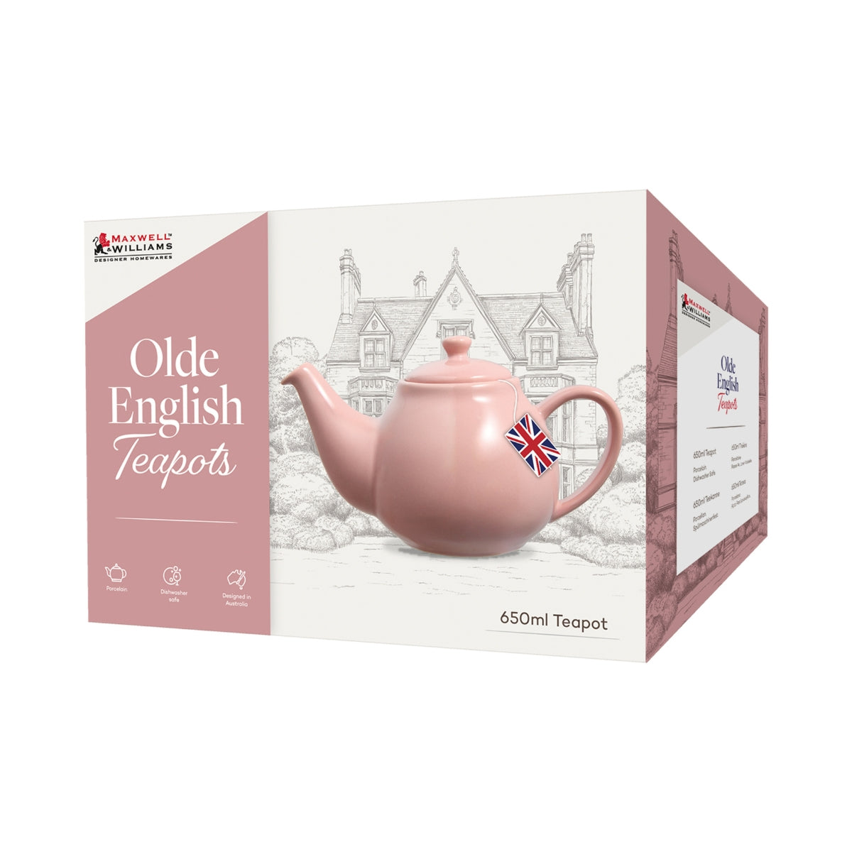 Maxwell & Williams Olde English Teapot 650ML Light Pink Gift Boxed