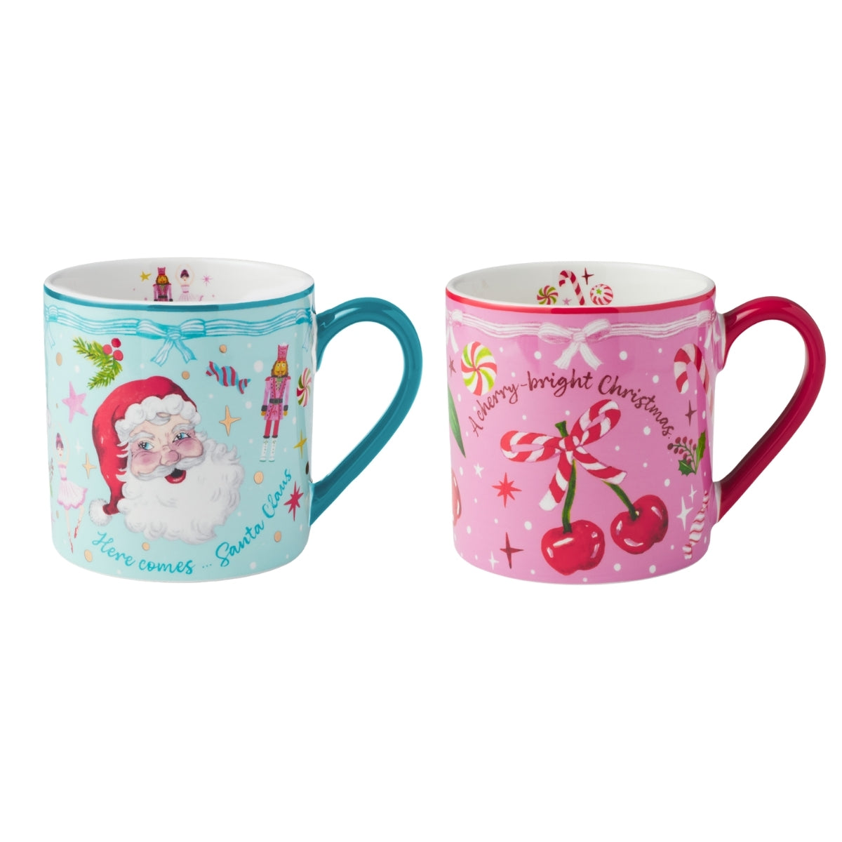 Maxwell & Williams Fa la la Mug 430ML Set of 2 Assorted Pink & Blue Gift Boxed