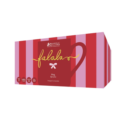 Maxwell & Williams Fa la la Mug 430ML Set of 2 Assorted Pink & Blue Gift Boxed