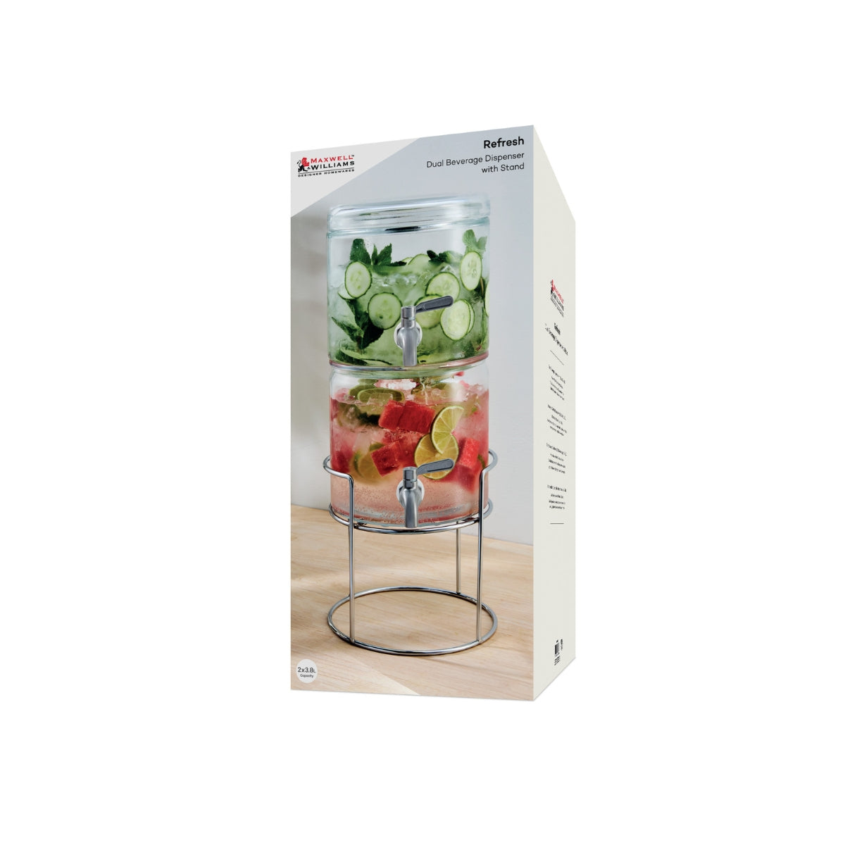MW Refresh Dual Beverage Dispenser With Stand 2 X 3.8L Gift Boxed