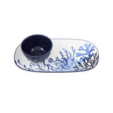 MW Blue Coral Rectangular Platter With Dip Bowl Set Gift Boxed