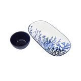 MW Blue Coral Rectangular Platter With Dip Bowl Set Gift Boxed