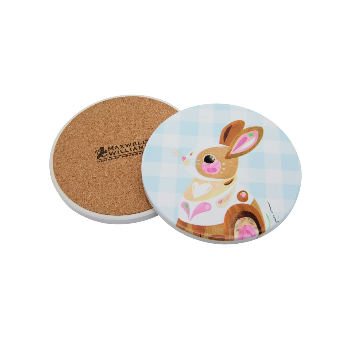 Pete Cromer Barn Friends Ceramic Round Coaster 10cm Blue Bunny