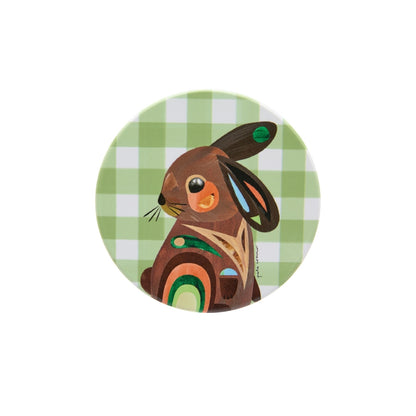 Pete Cromer Barn Friends Ceramic Round Coaster 10cm Green Bunny
