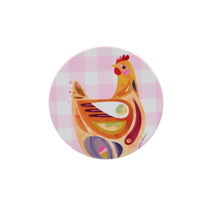 Pete Cromer Barn Friends Ceramic Round Coaster 10cm Pink Chook