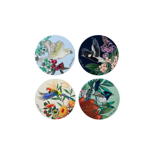 Maxwell & Williams Eloise Short Native Grace Ceramic Coaster 10cm Set of 4 Assorted Gift Boxed
