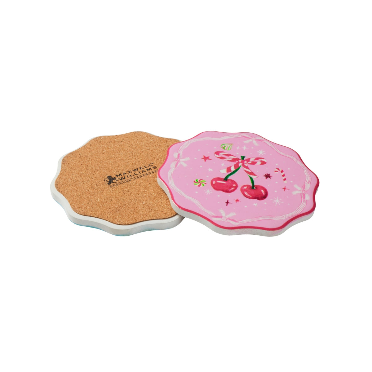 Maxwell & Williams Fa la la Scallop Ceramic Coaster 10.5cm Set of 4 Assorted Gift Boxed