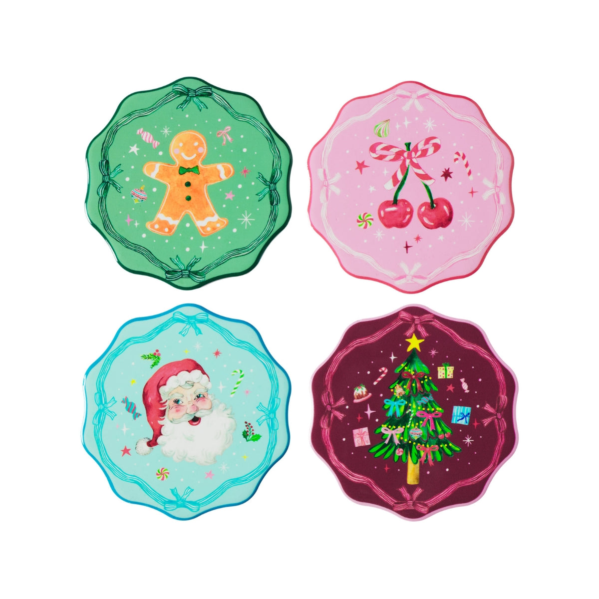 Maxwell & Williams Fa la la Scallop Ceramic Coaster 10.5cm Set of 4 Assorted Gift Boxed