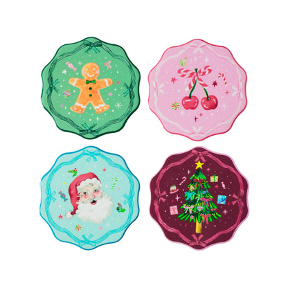 Maxwell & Williams Fa la la Scallop Ceramic Coaster 10.5cm Set of 4 Assorted Gift Boxed