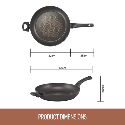 Essteele per Salute 32 cm open French Skillet featuring product dimensions