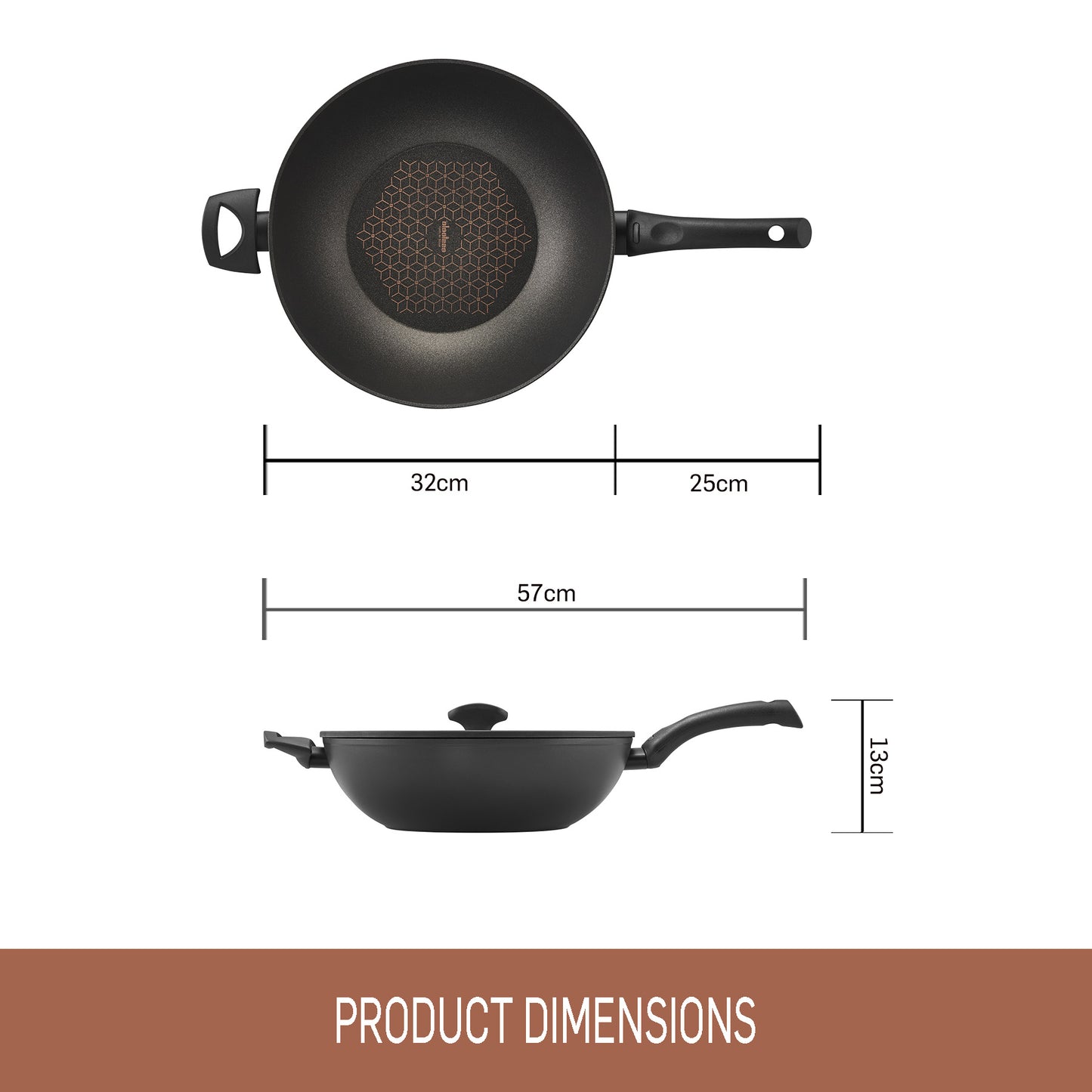 Esselle Per SAlute32cm covered Stirfry featuring product dimensions 