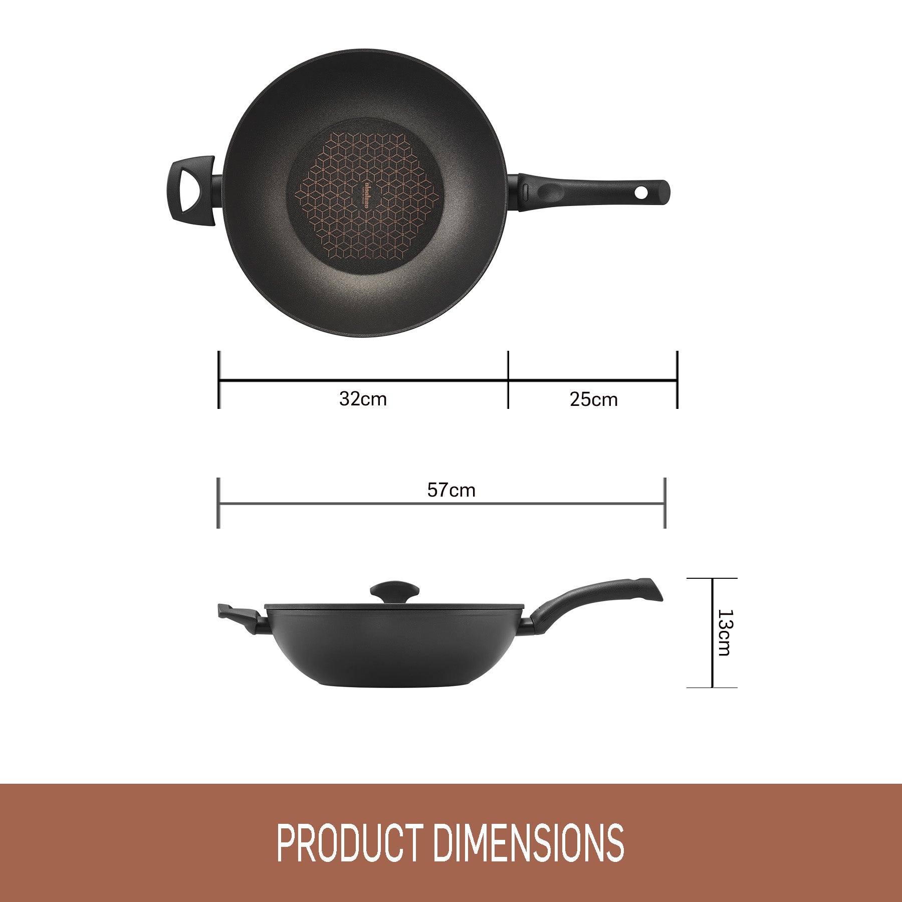Esselle Per SAlute32cm covered Stirfry featuring product dimensions 