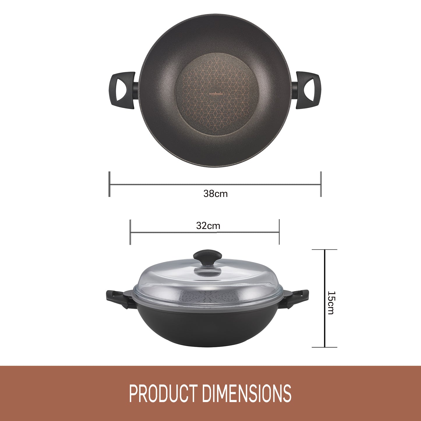 Essteele Per Salute 32cm / 5.7 L Multi Cooker featuring product dimensions 