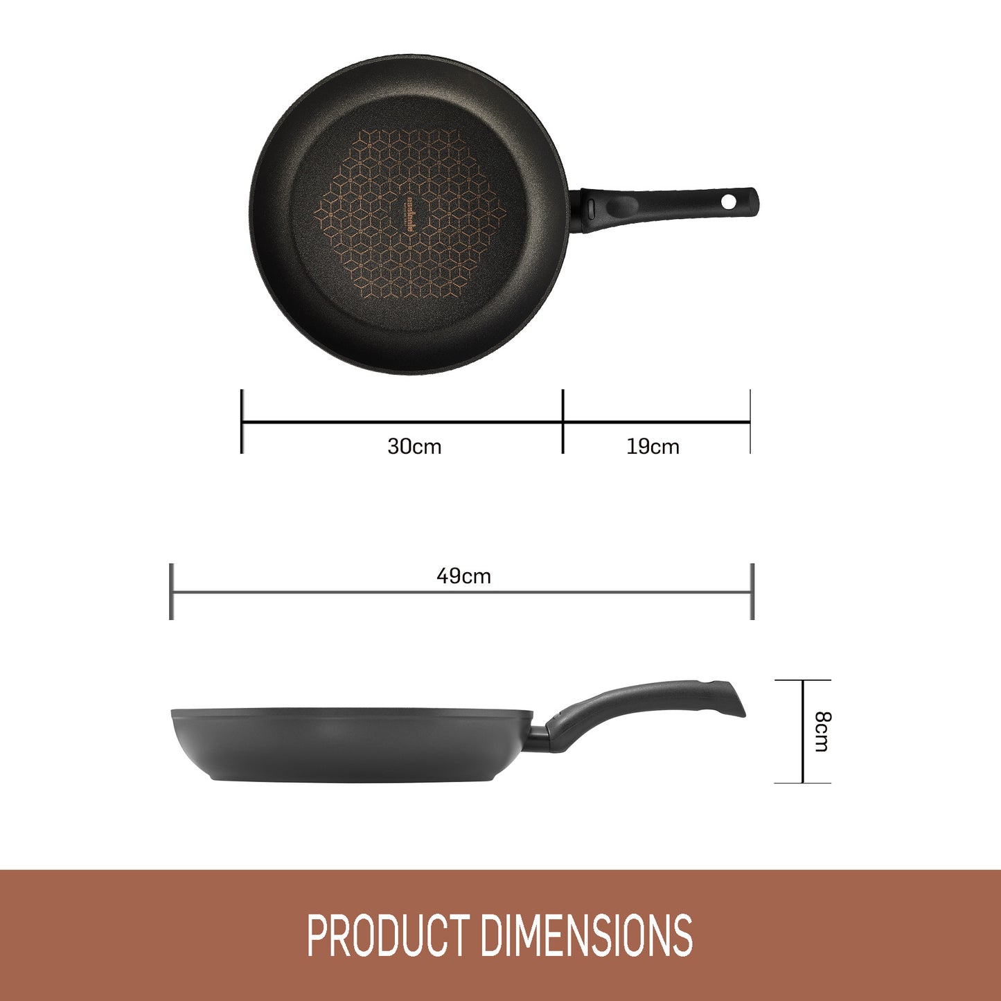 Essteele Per Salute 30cm Open French Skillet featuring product dimensions 